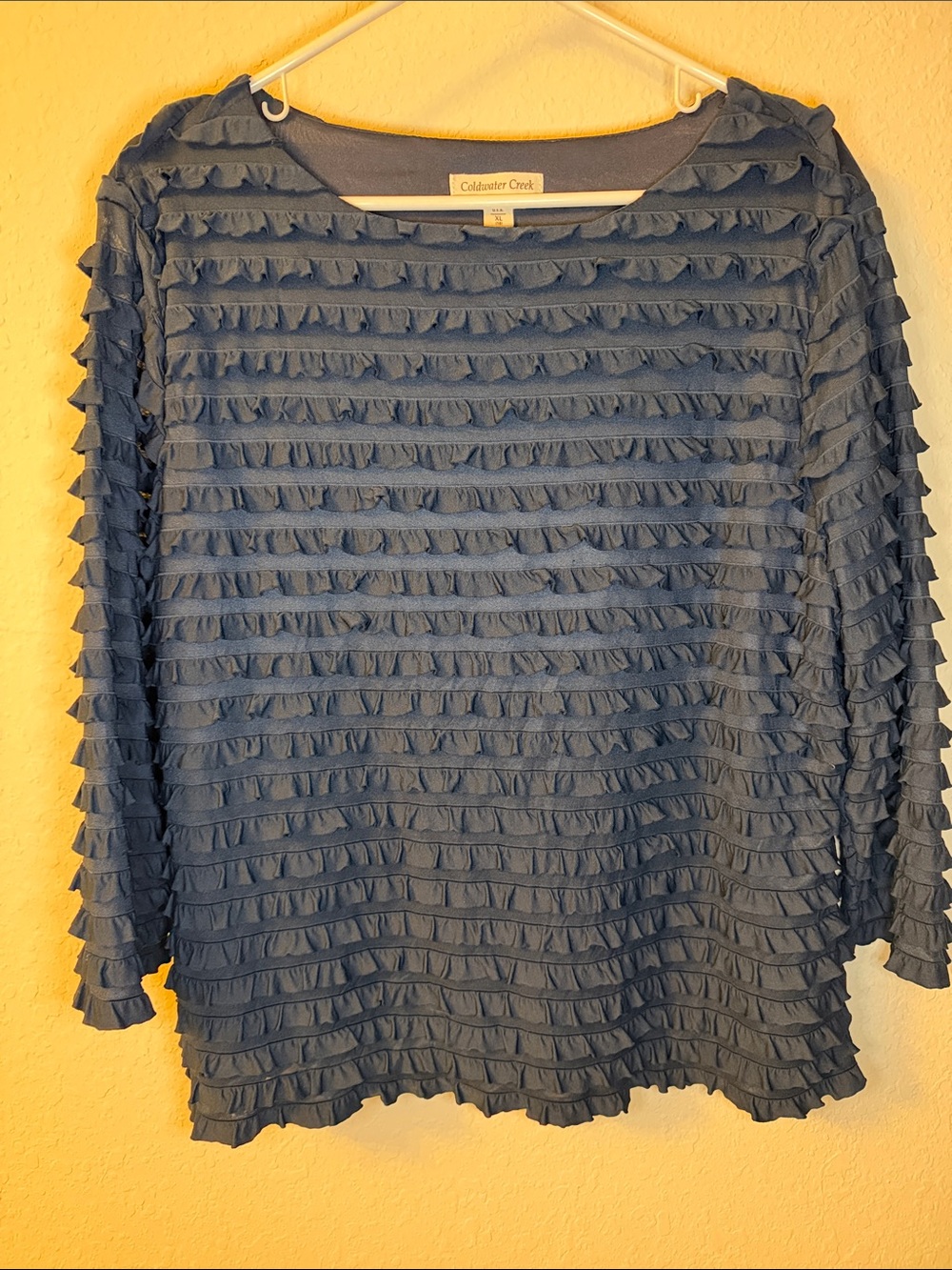 Coldwater Creek Slate Blue Ruffle Top